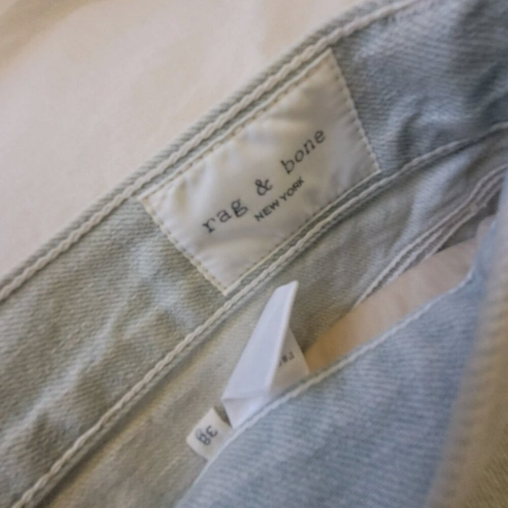 Rag and Bone Mens Designer Denim jeans Size 38x32 NWOT Off White Bleach Blue